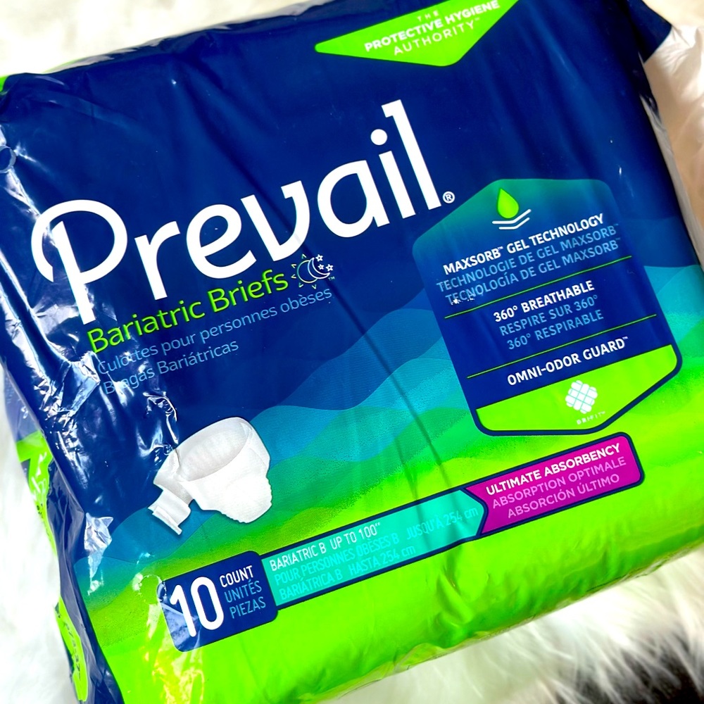 2 packs Prevail Bariatric Briefs bariatric B in to 100” (254cm)